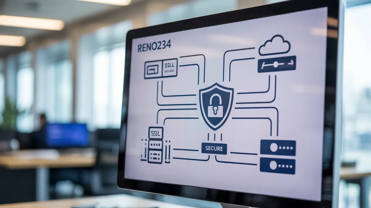 แสดงระบบรักษาความปลอดภัยของ RENO234 พร้อมไอคอนและเทคโนโลยี
